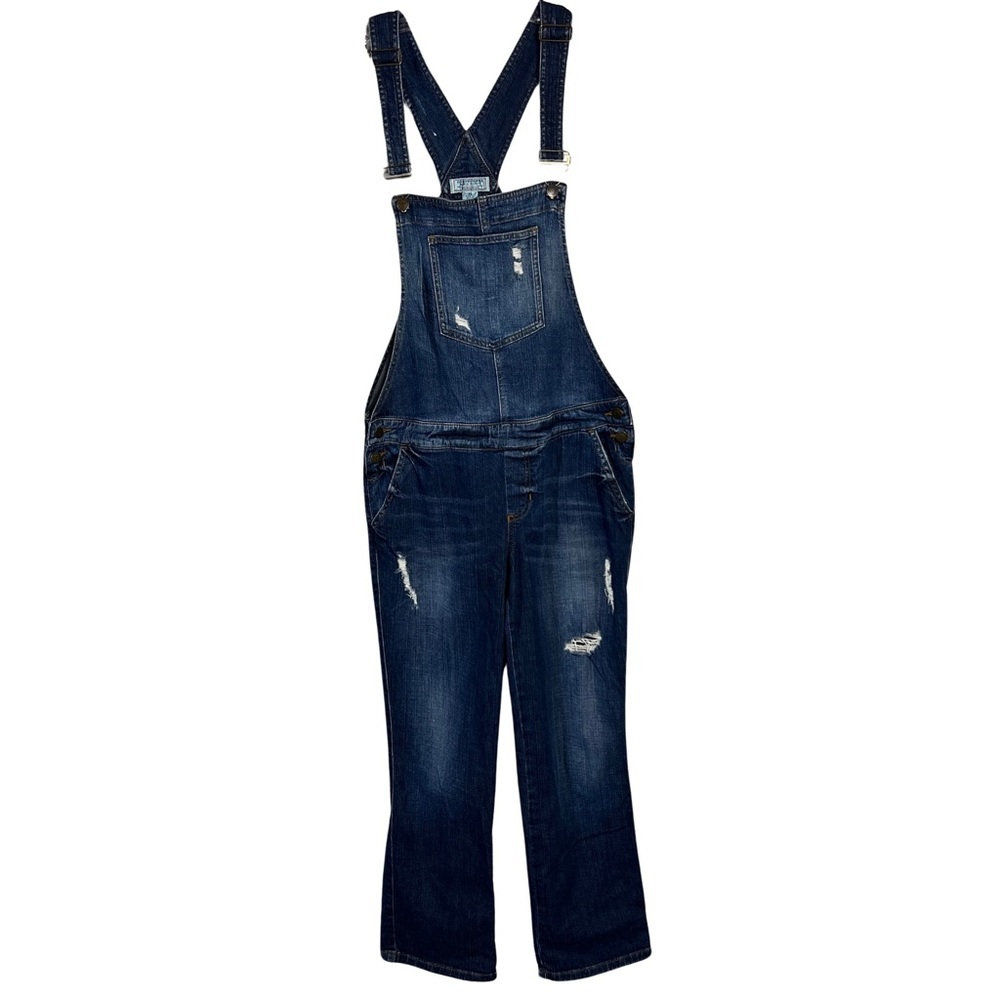 Guess Distressed Denim Straight Leg Jean Overalls - Picture 1 of 12